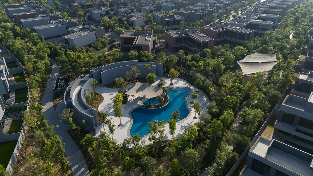 Aerial view of Masaar, Arada’s forested community in Sharjah